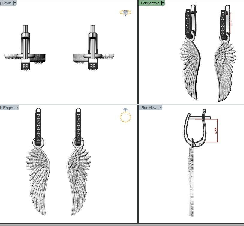 Angel wings earrings 3D print model_1