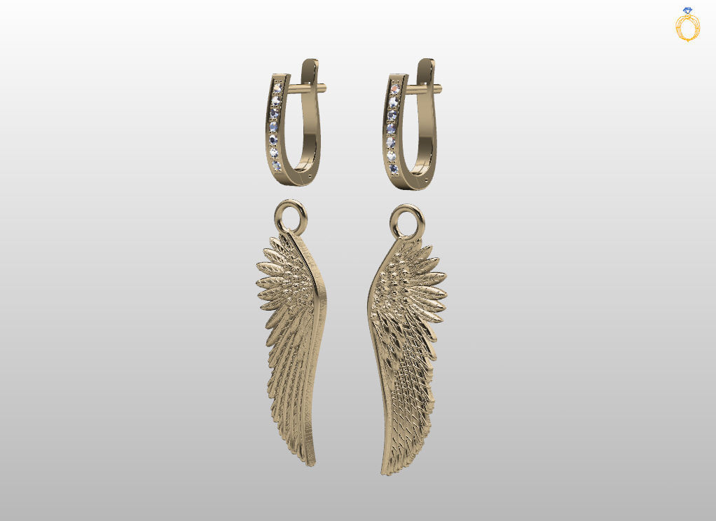 Angel wings earrings 3D print model_9