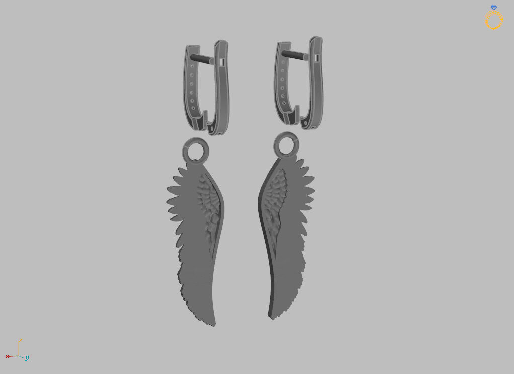 Angel wings earrings 3D print model_20