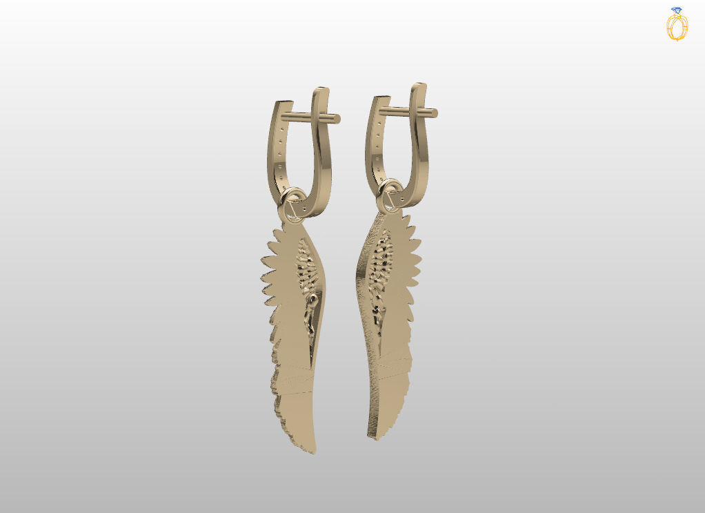 Angel wings earrings 3D print model_8