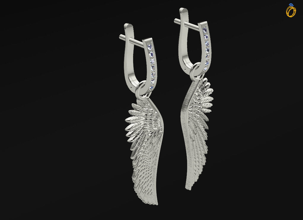 Angel wings earrings 3D print model_5