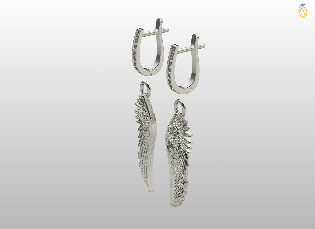 Angel wings earrings 3D print model_13