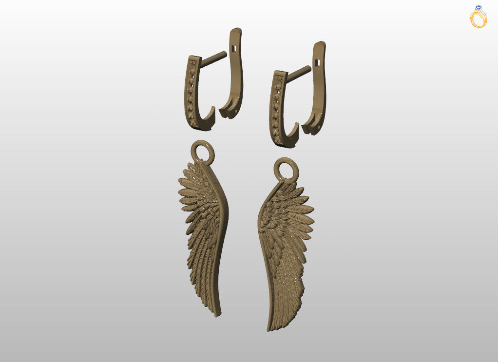 Angel wings earrings 3D print model_17