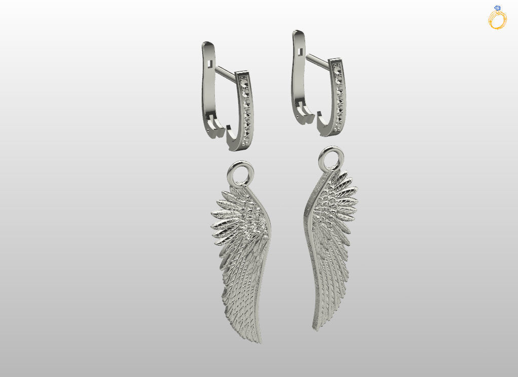 Angel wings earrings 3D print model_15