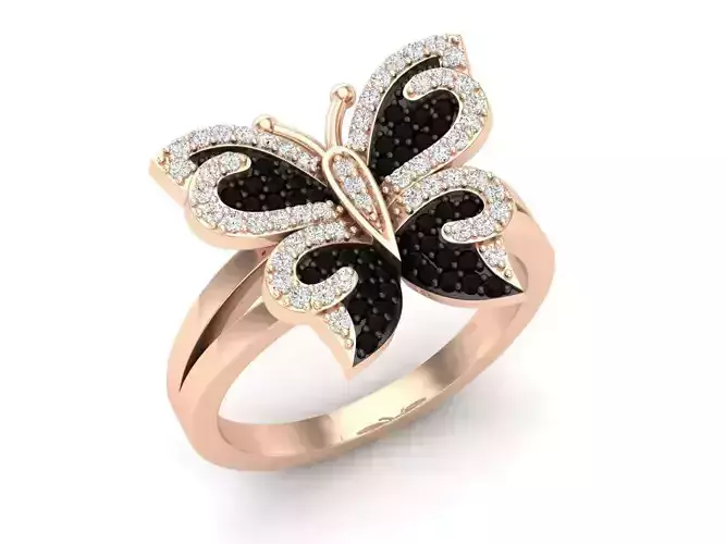 Butterflies Diamond jewelry ring 3D print model