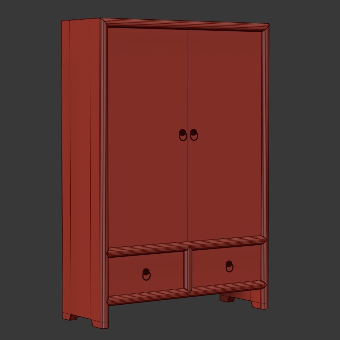 Old vintage wardrobe  3D model_3