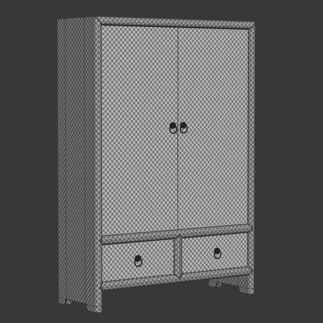 Old vintage wardrobe  3D model_5