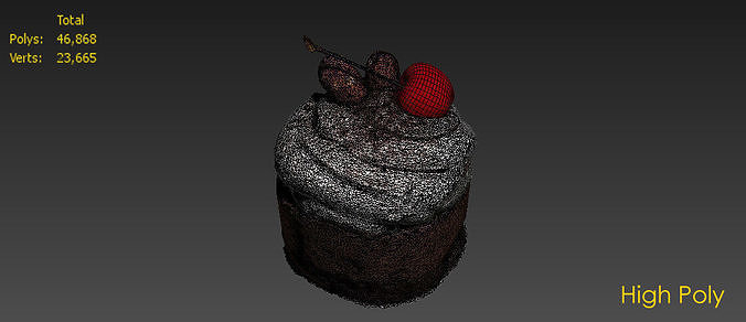 Cake Collection chocolate crepe on wooden cutting board Low-poly 3D model 7