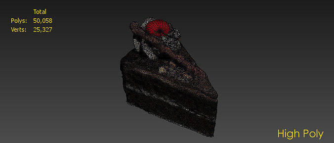 Cake Collection chocolate crepe on wooden cutting board Low-poly 3D model 4