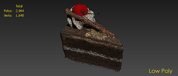 Cake Collection chocolate crepe on wooden cutting board Low-poly 3D model 3