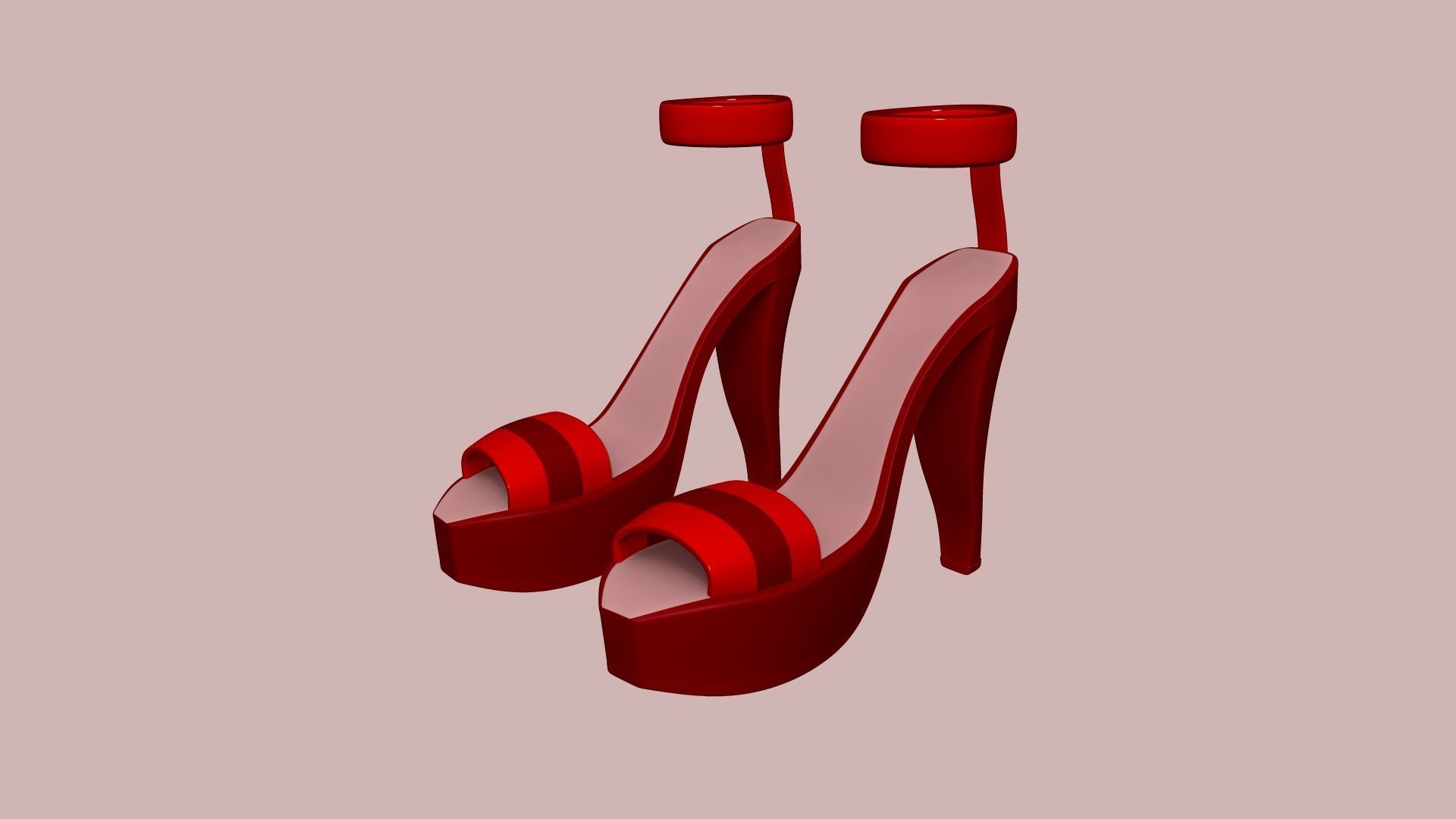 Simple Girl Heels - 05 Color Options - Character Design Low-poly 3D model_4