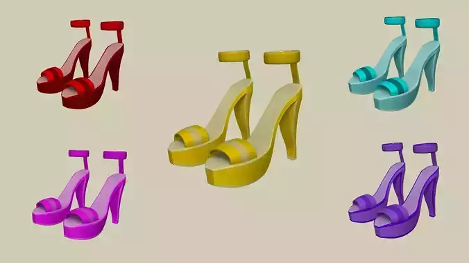 Simple Girl Heels - 05 Color Options - Character Design