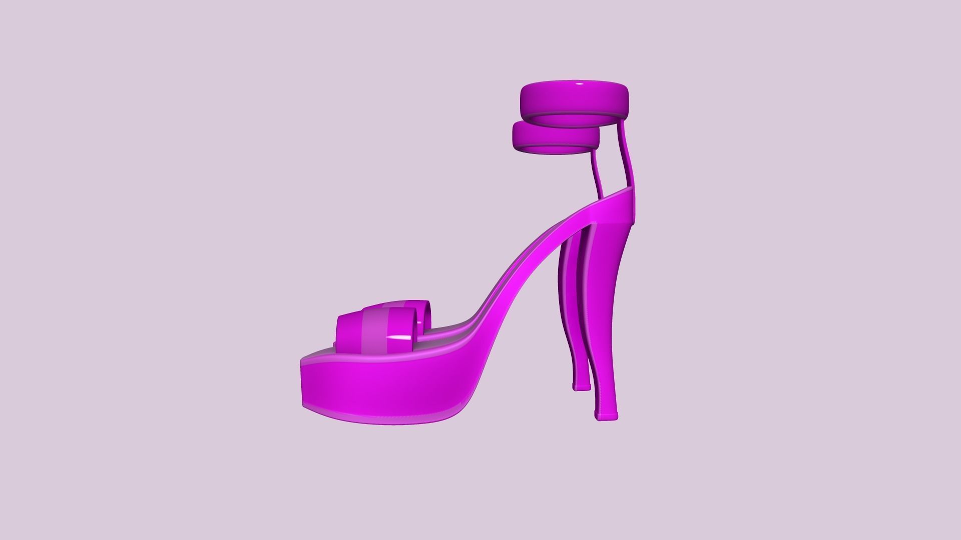 Simple Girl Heels - 05 Color Options - Character Design Low-poly 3D model_10