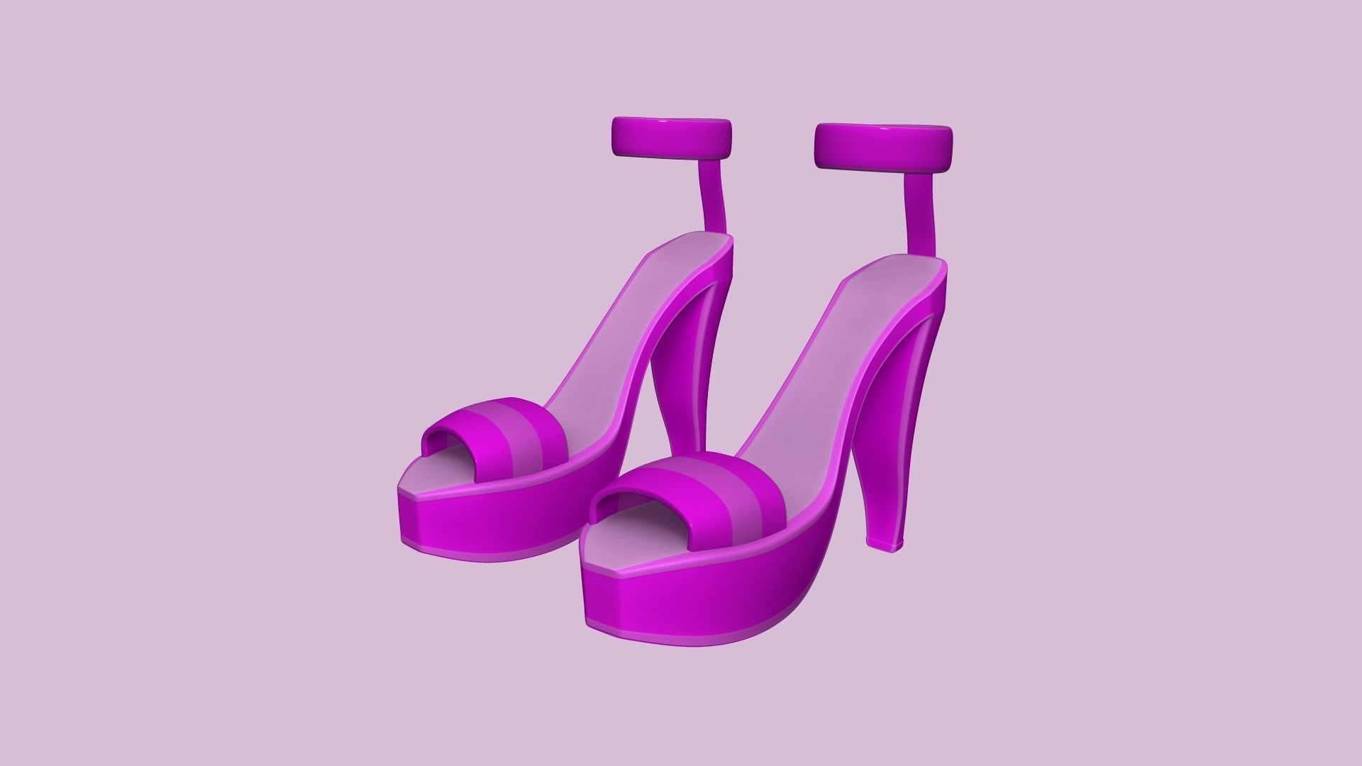 Simple Girl Heels - 05 Color Options - Character Design Low-poly 3D model_3