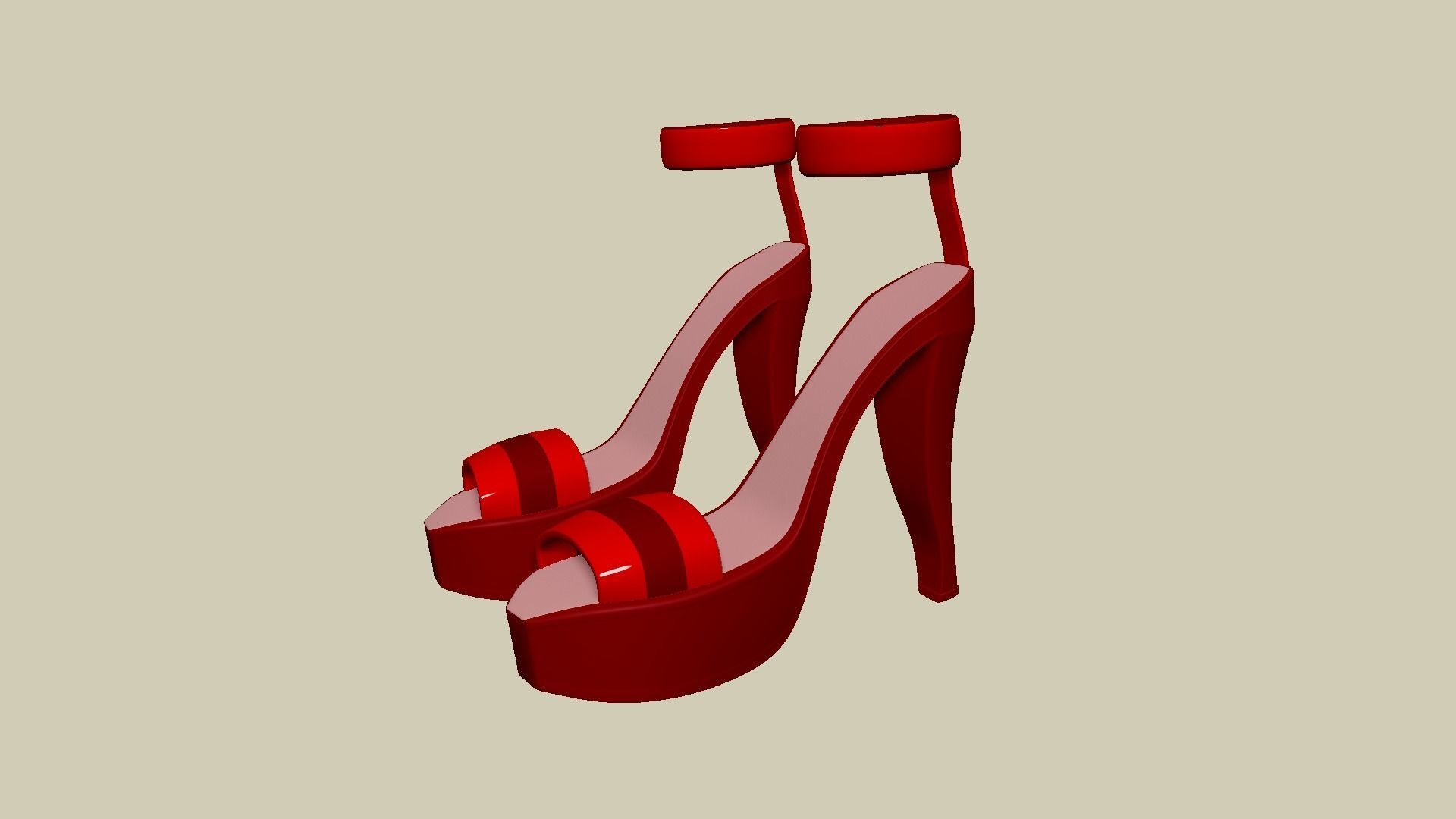 Simple Girl Heels - 05 Color Options - Character Design Low-poly 3D model_9