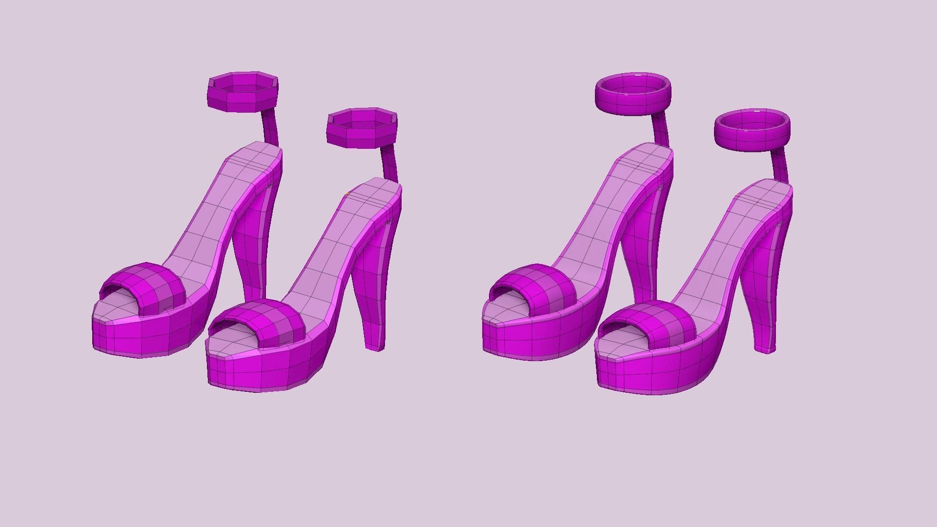 Simple Girl Heels - 05 Color Options - Character Design Low-poly 3D model_18