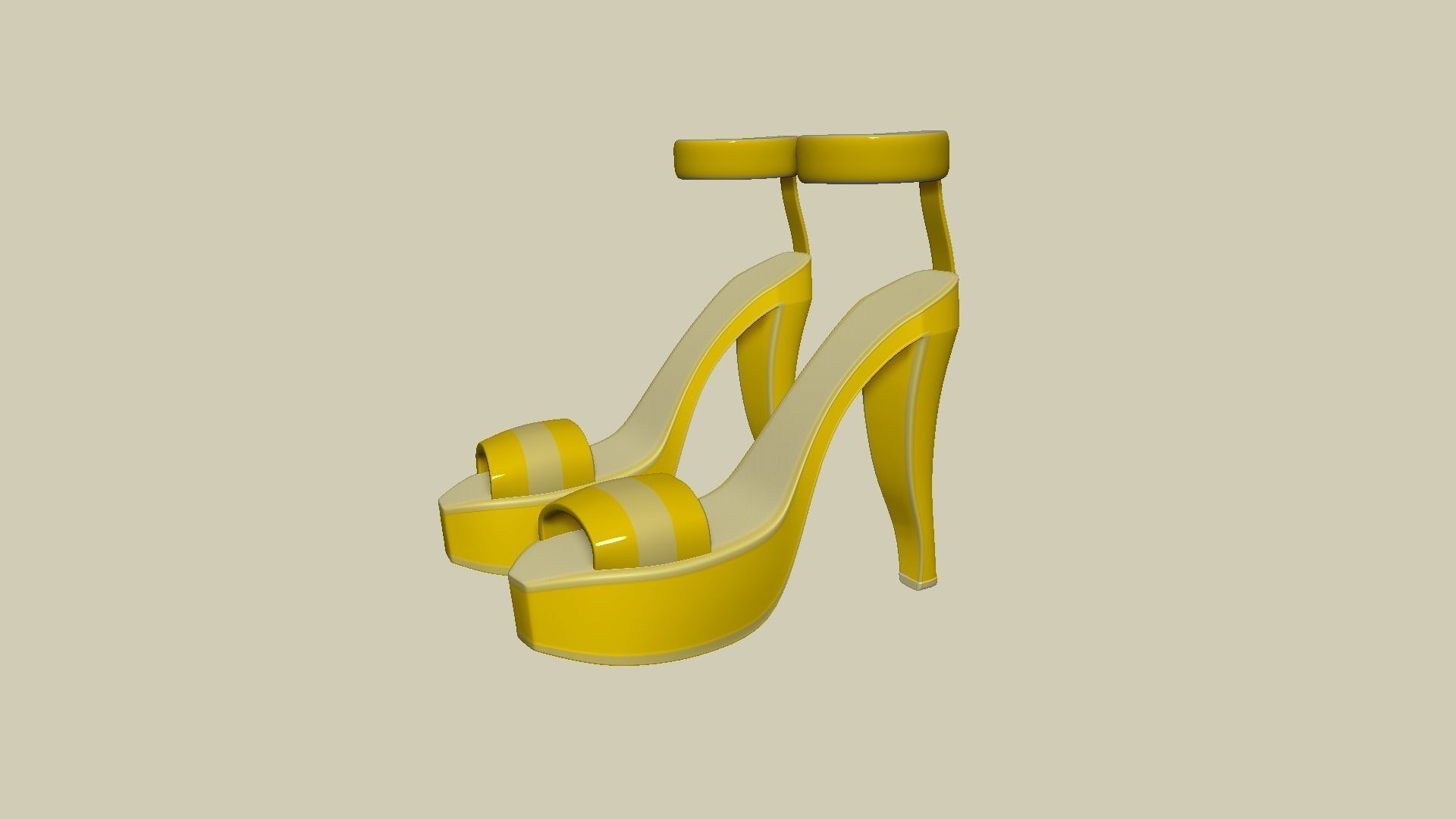 Simple Girl Heels - 05 Color Options - Character Design Low-poly 3D model_20