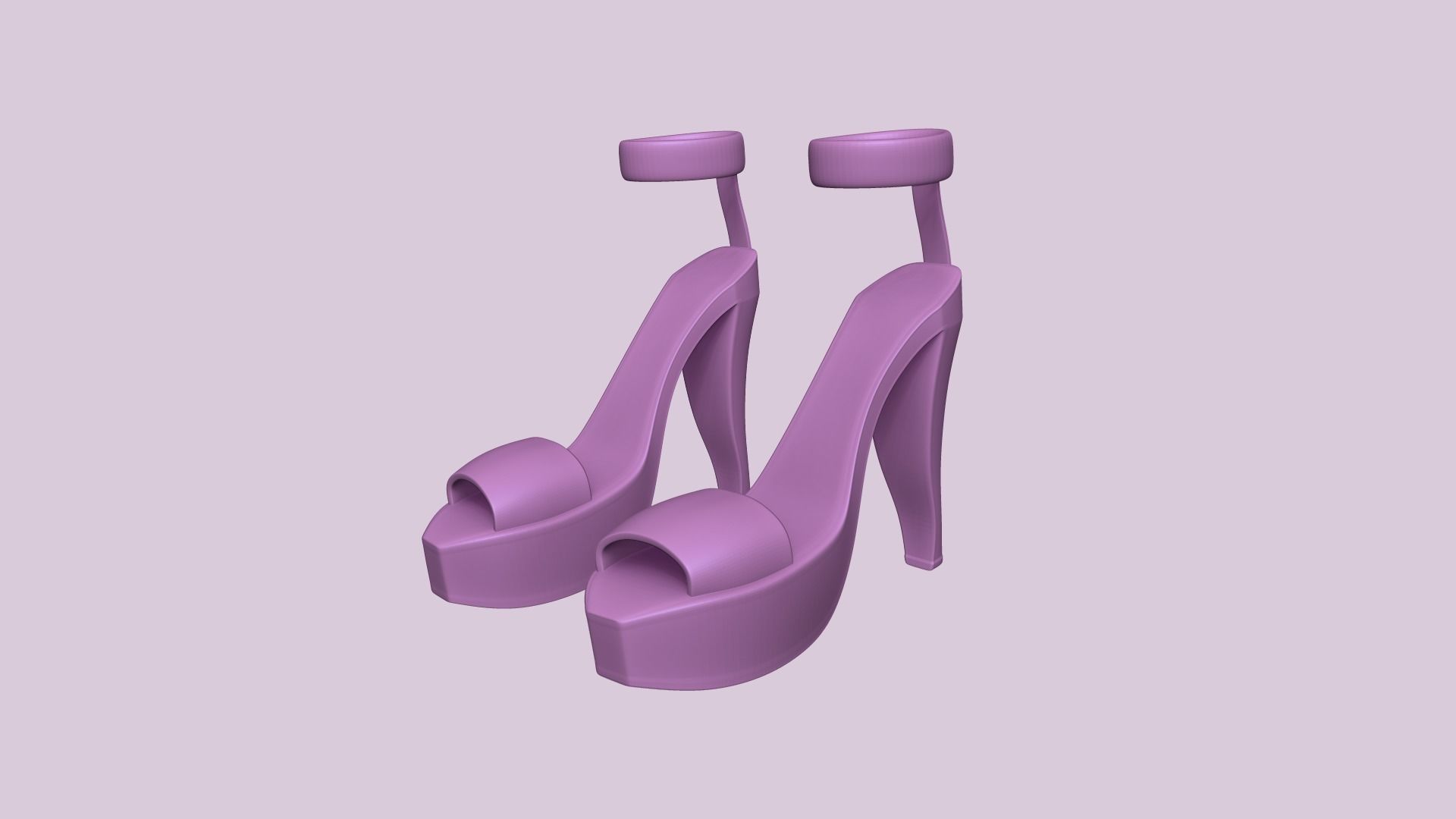 Simple Girl Heels - 05 Color Options - Character Design Low-poly 3D model_13