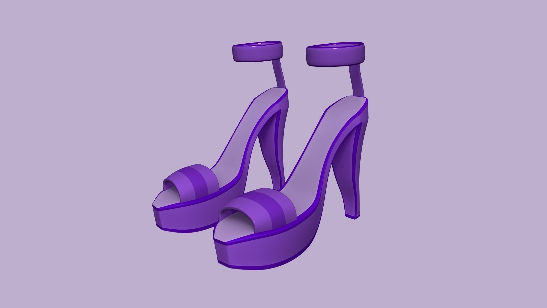 Simple Girl Heels - 05 Color Options - Character Design Low-poly 3D model_5