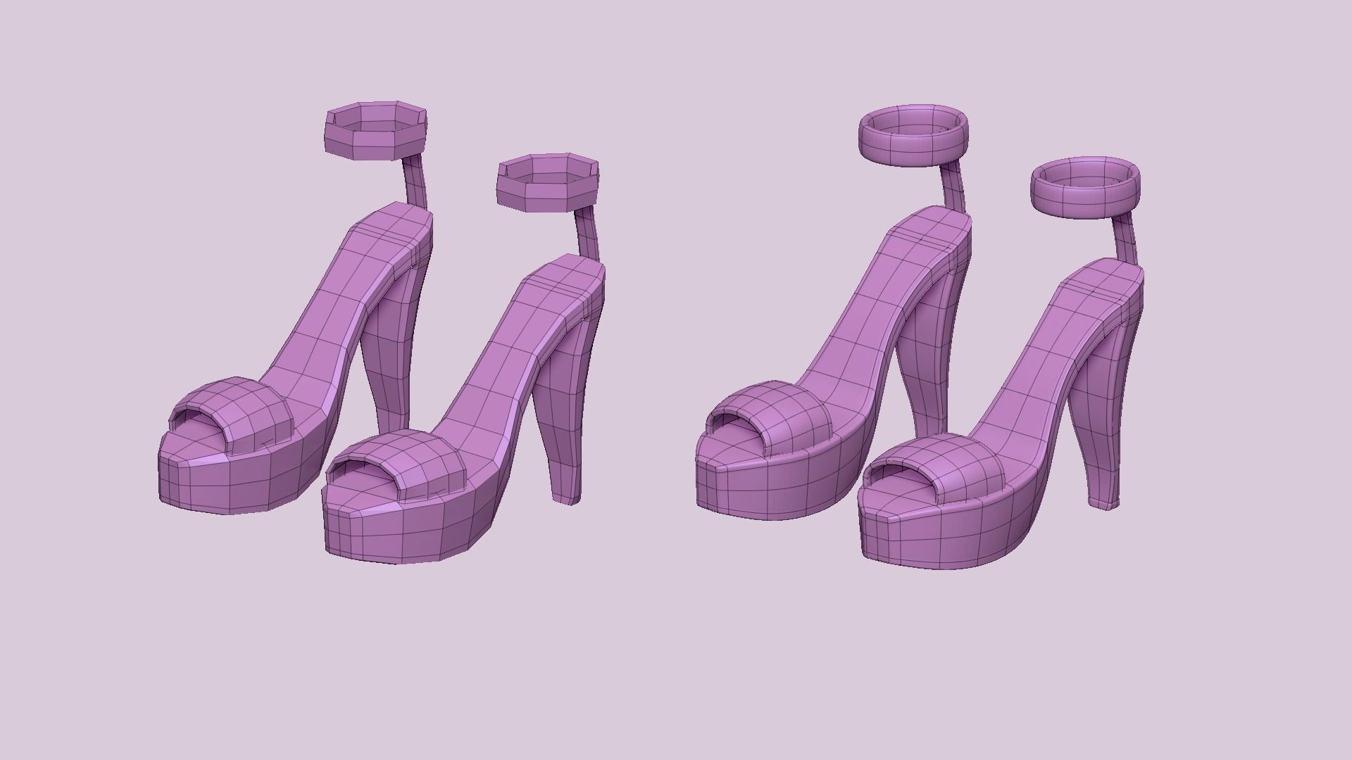 Simple Girl Heels - 05 Color Options - Character Design Low-poly 3D model_19