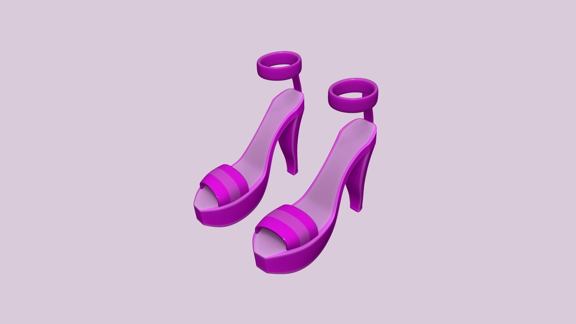 Simple Girl Heels - 05 Color Options - Character Design Low-poly 3D model_11