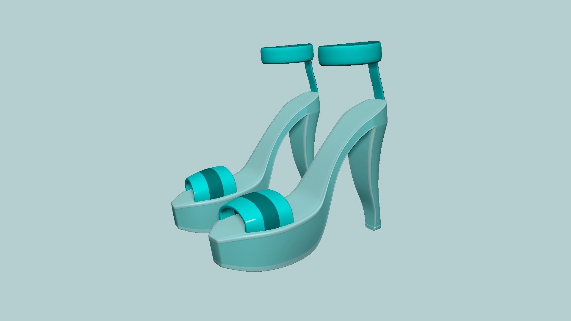 Simple Girl Heels - 05 Color Options - Character Design Low-poly 3D model_6