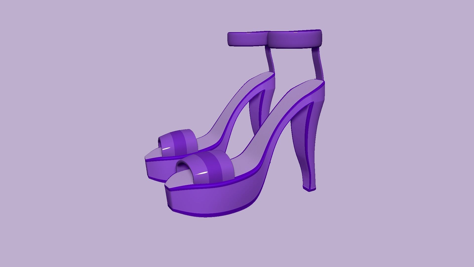 Simple Girl Heels - 05 Color Options - Character Design Low-poly 3D model_8