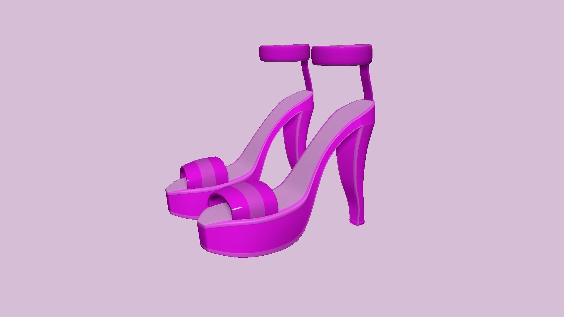 Simple Girl Heels - 05 Color Options - Character Design Low-poly 3D model_7