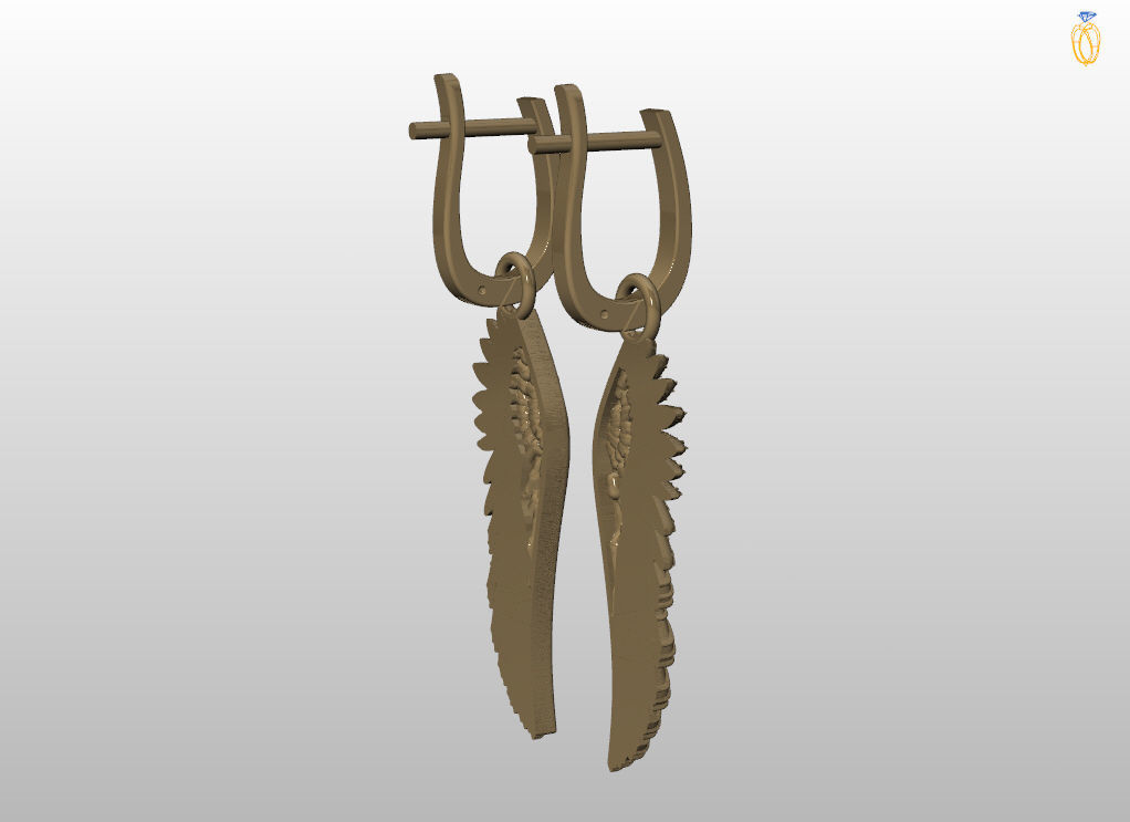 Angel wings earrings 3D print model_16