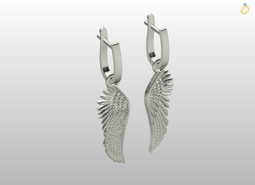 Angel wings earrings 3D print model_9