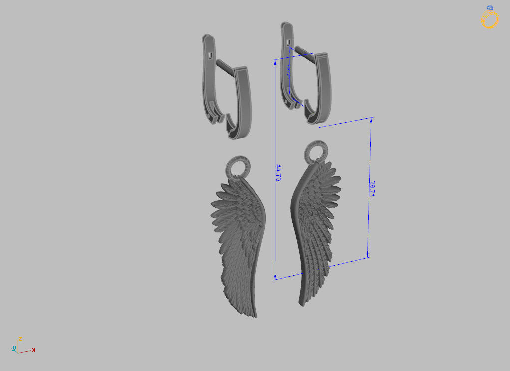 Angel wings earrings 3D print model_18