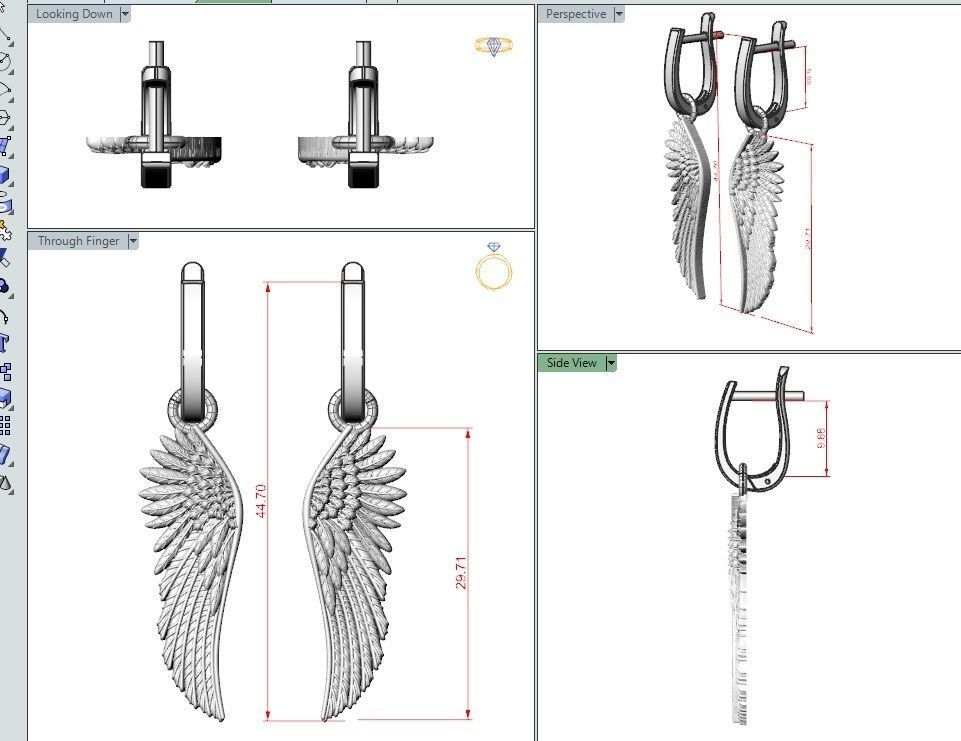 Angel wings earrings 3D print model_1