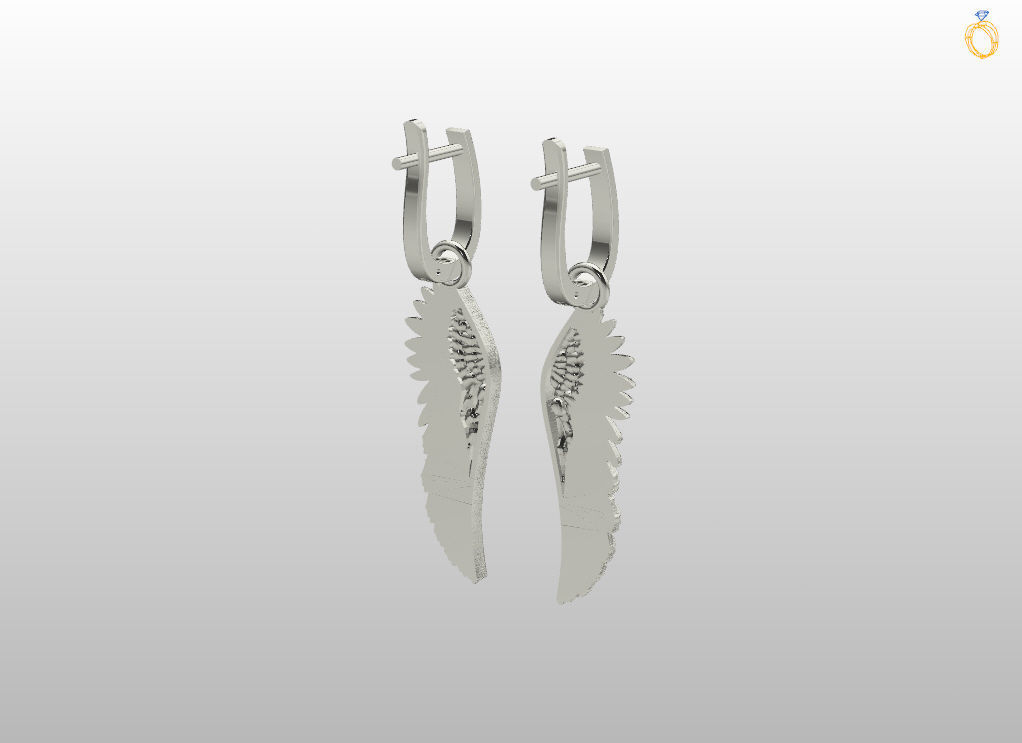 Angel wings earrings 3D print model_6