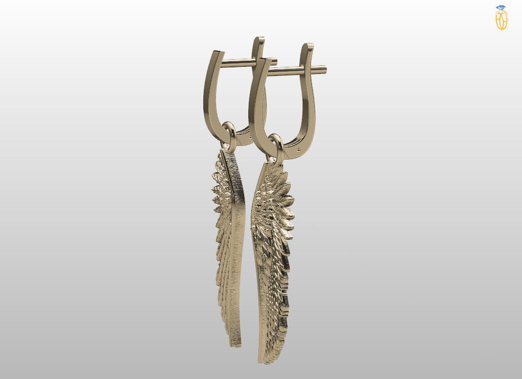 Angel wings earrings 3D print model_12