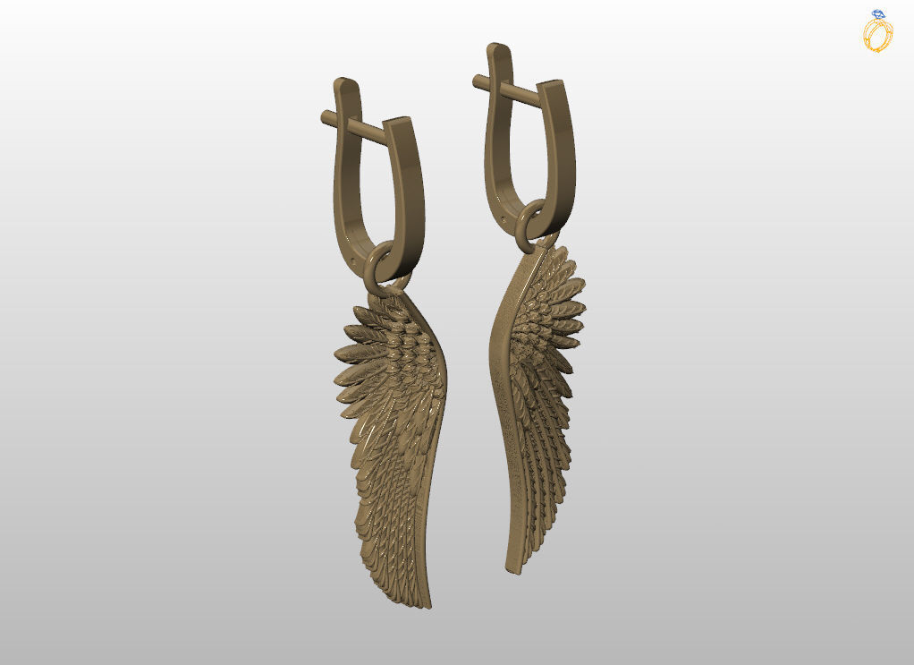 Angel wings earrings 3D print model_15