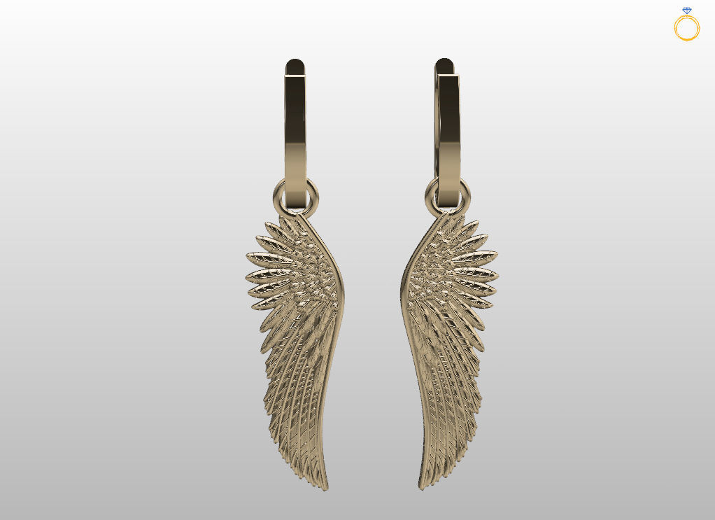 Angel wings earrings 3D print model_10