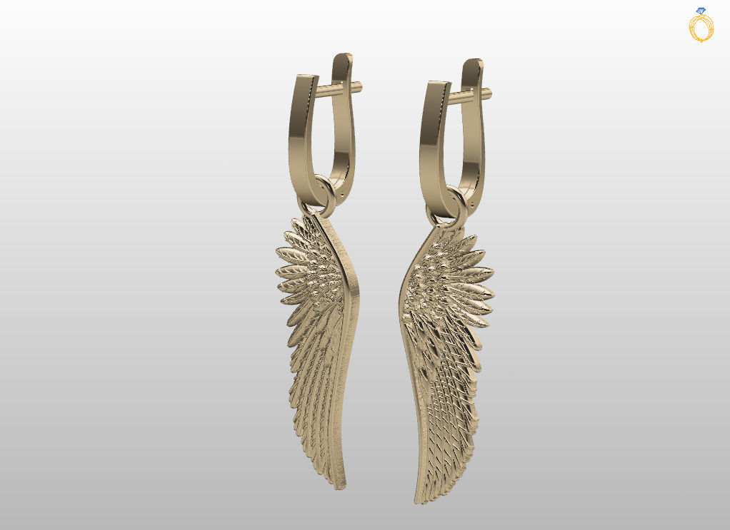 Angel wings earrings 3D print model_11