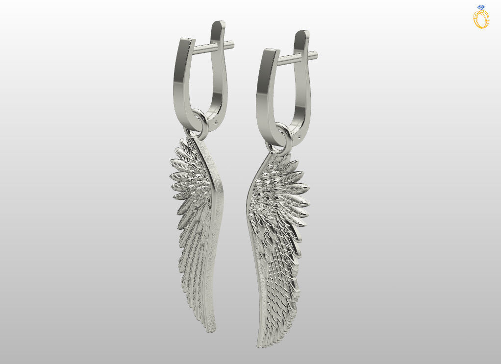 Angel wings earrings 3D print model_5