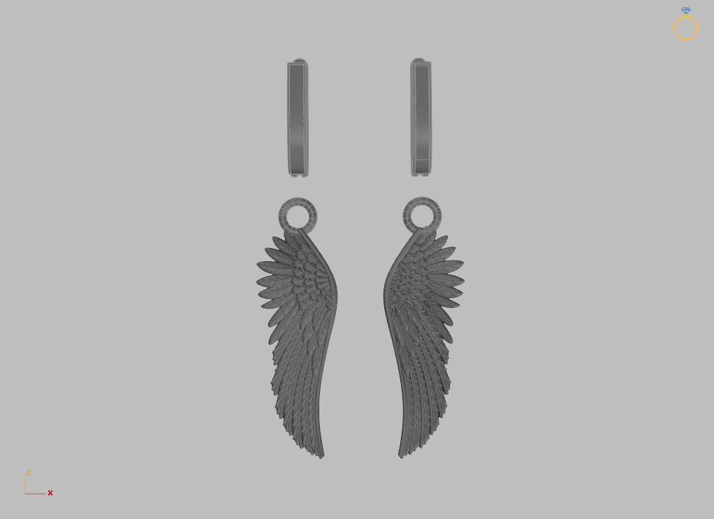Angel wings earrings 3D print model_20