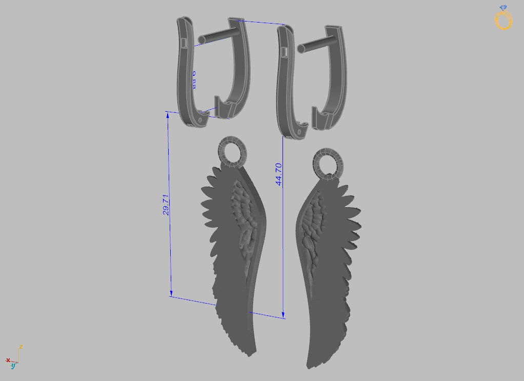 Angel wings earrings 3D print model_19