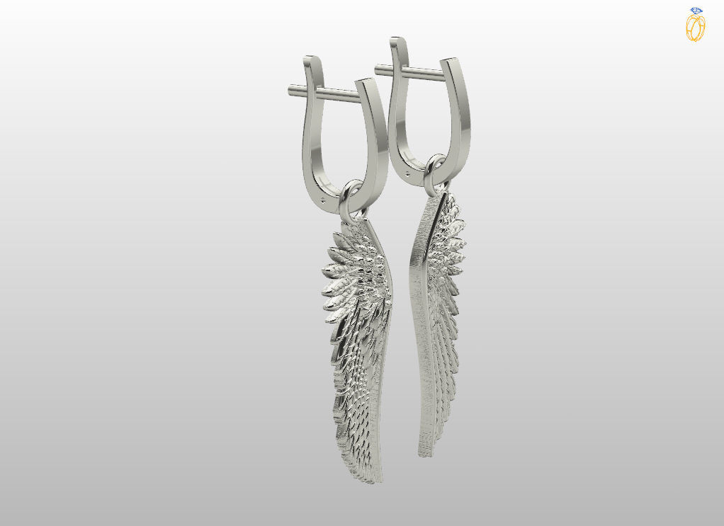 Angel wings earrings 3D print model_8