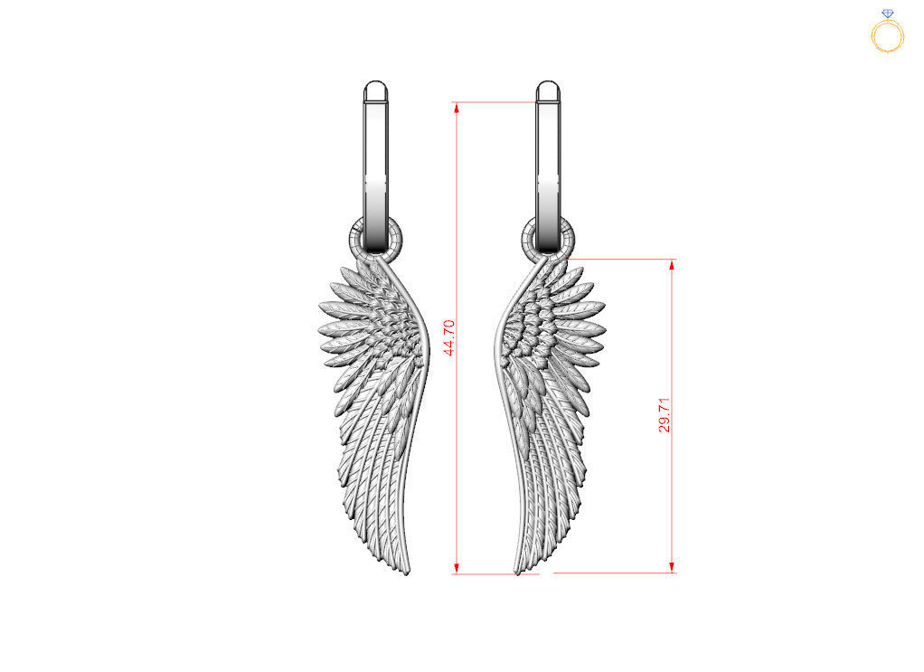 Angel wings earrings 3D print model_3