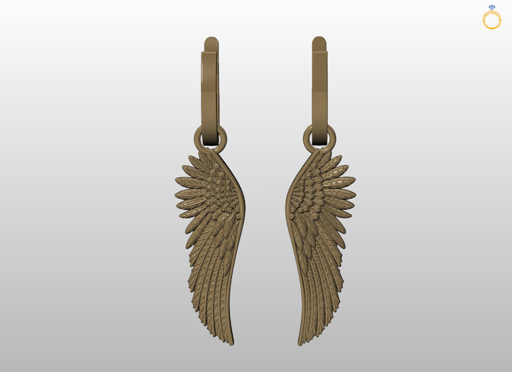 Angel wings earrings 3D print model_14