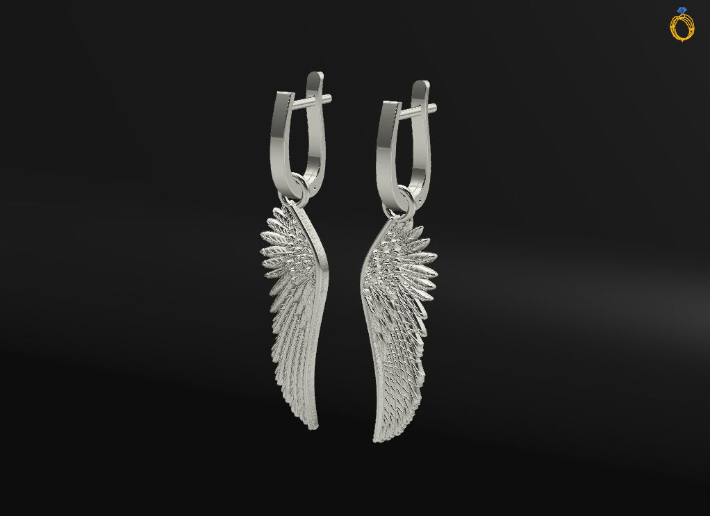 Angel wings earrings 3D print model_4