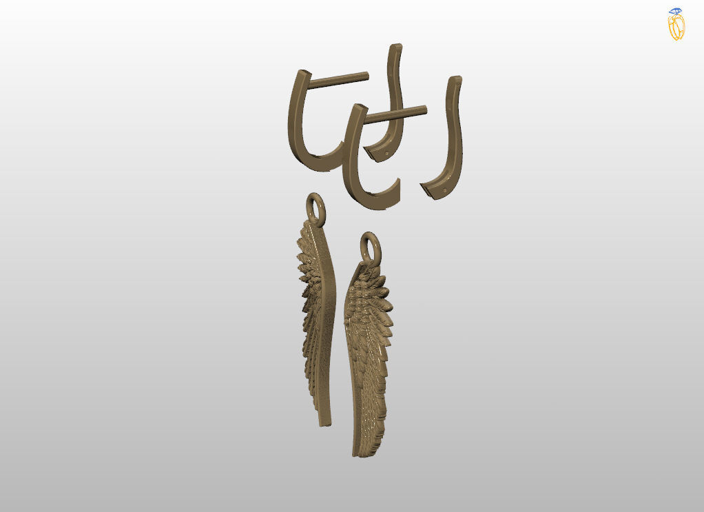 Angel wings earrings 3D print model_17