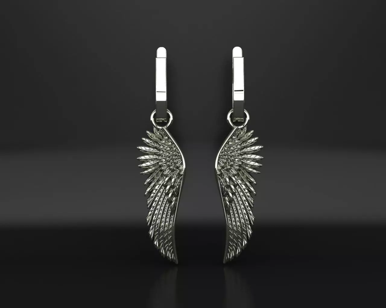 Angel wings earrings 3D print model_0