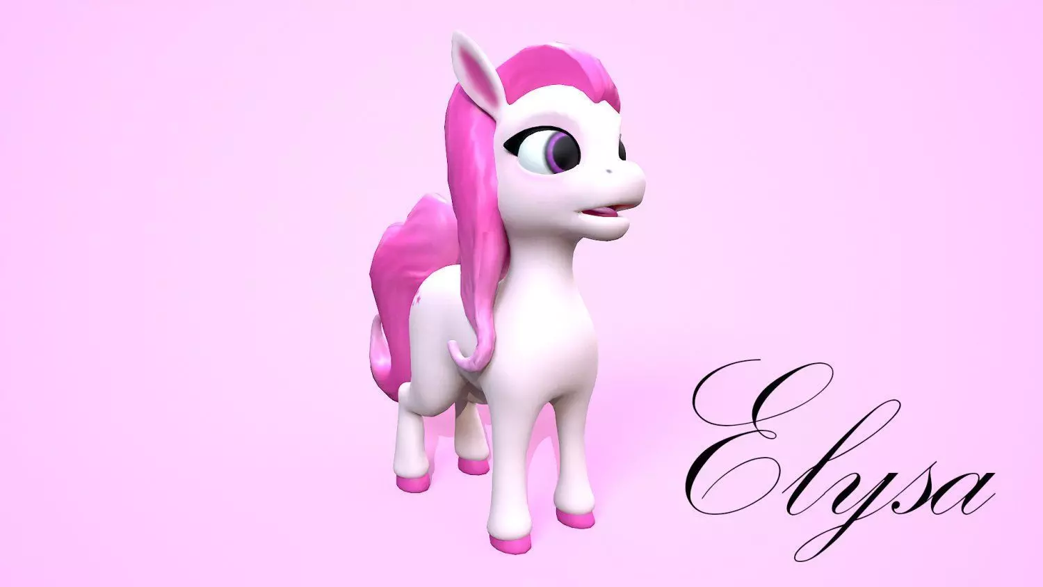 cartoon pony elysa Low-poly 3D model_0