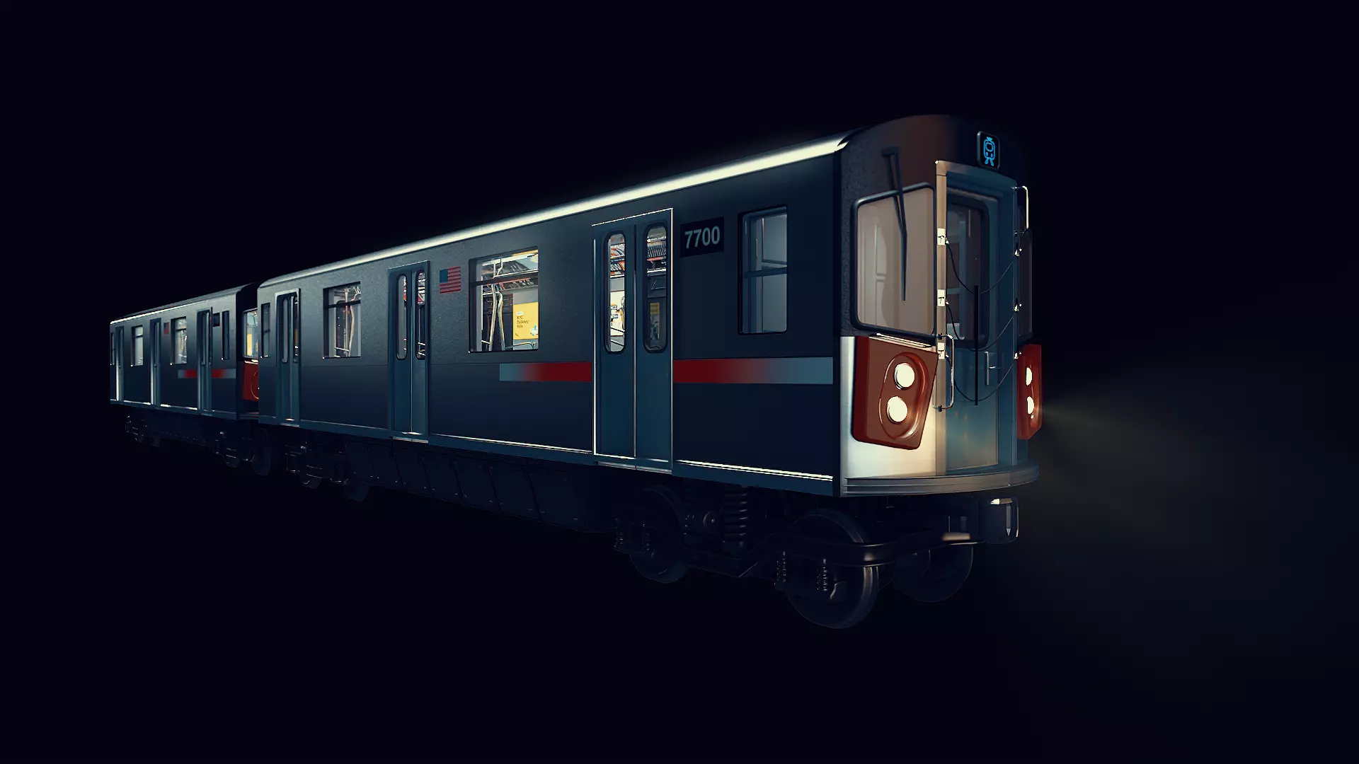 Subway car R142 Low-poly 3D model_0