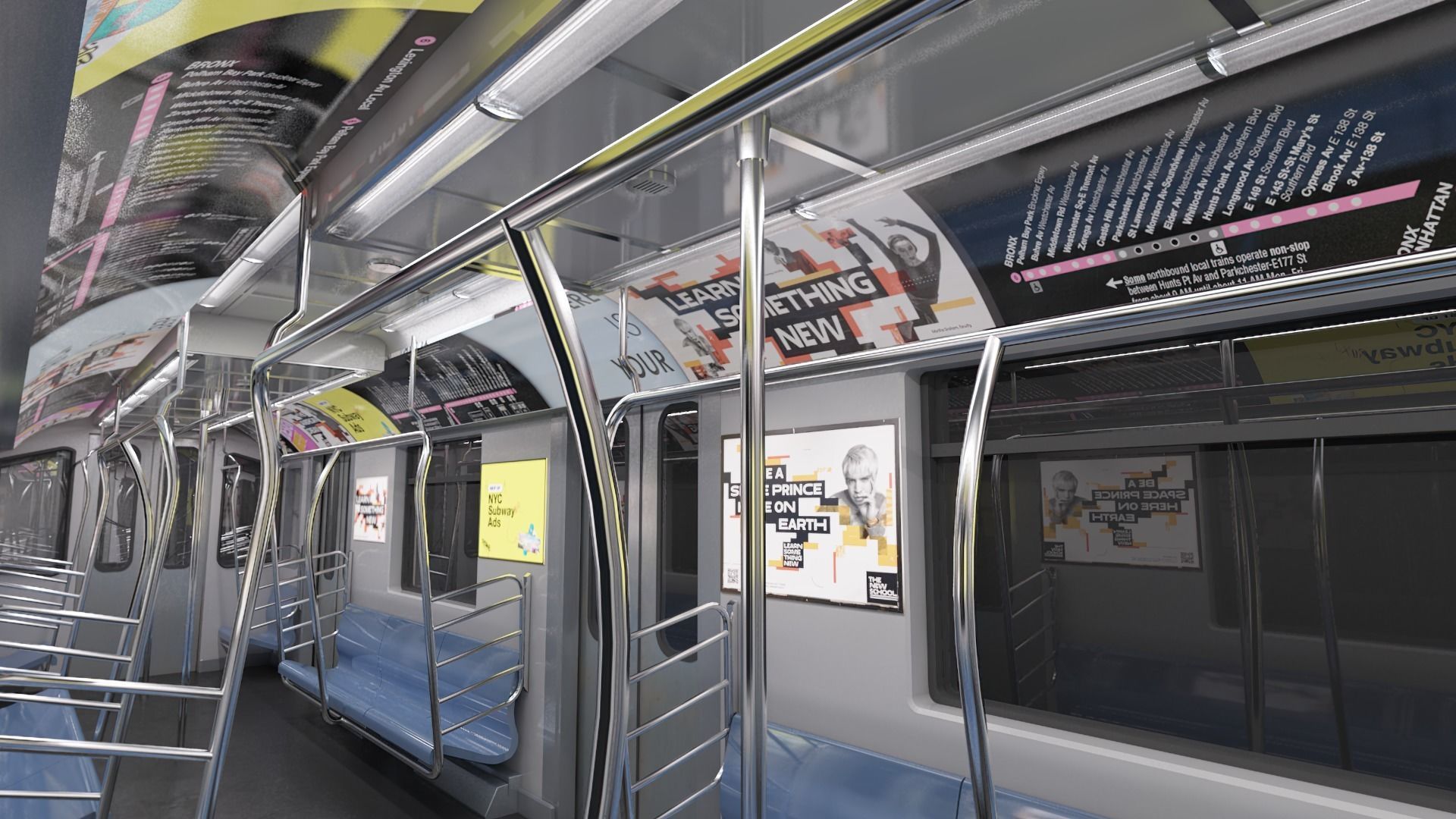 Subway car R142 Low-poly 3D model_7