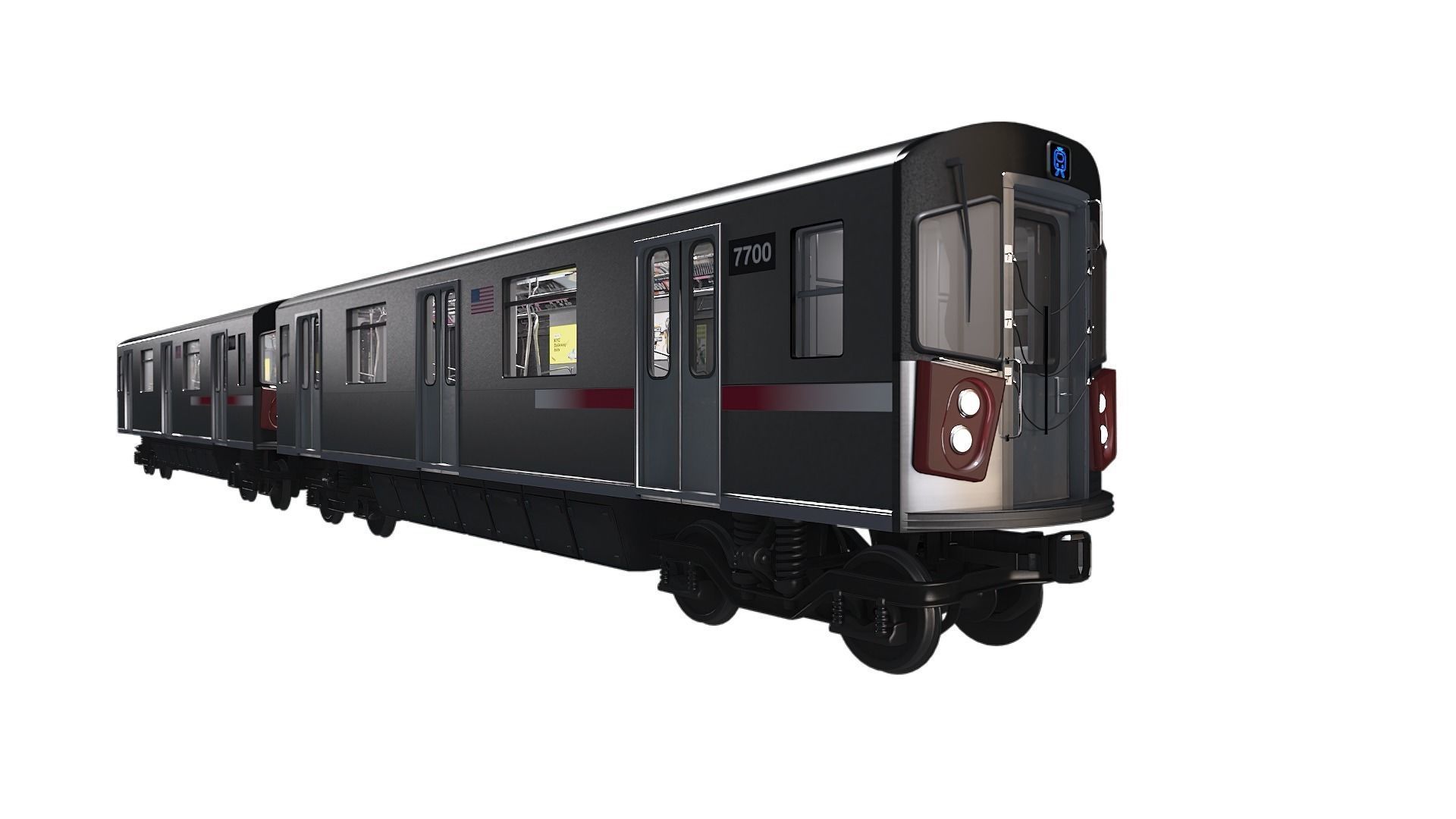 Subway car R142 Low-poly 3D model_1